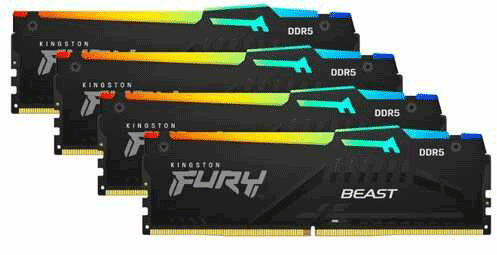Модуль пам’яті Kingston Fury Beast RGB 128GB (4x32) DDR5 5600 MHz (KF556C40BBAK4-128)