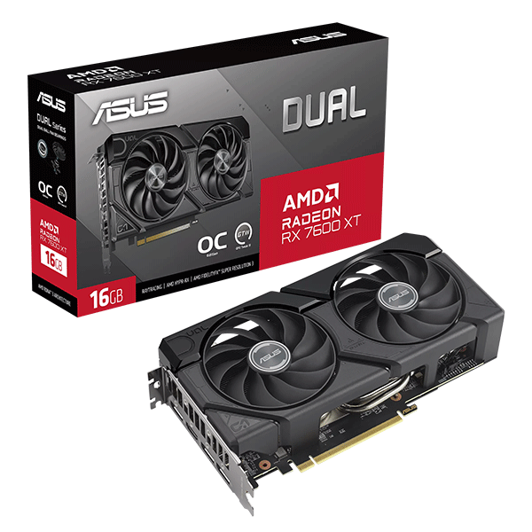 Відеокарта ASUS Dual Radeon RX 7600 XT OC Edition 16GB GDDR6 (DUAL-RX7600XT-O16G)