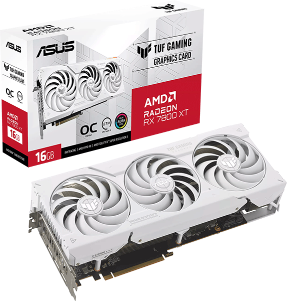 Відеокарта ASUS TUF Gaming Radeon RX 7800 XT White OC Edition 16GB GDDR6 (TUF-RX7800XT-O16G-WHITE-GAMING)