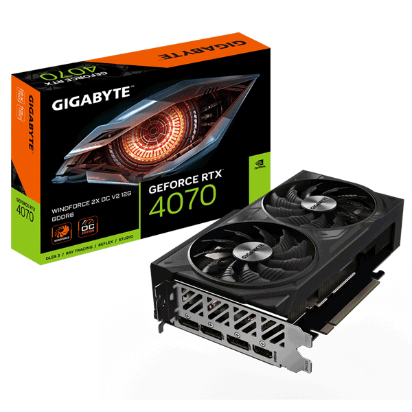 Відеокарта Gigabyte GeForce RTX 4070 WINDFORCE 2X OC V2 12G (GV-N4070WF2OCV2-12GD)