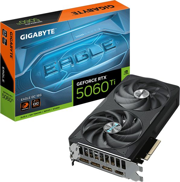 Відеокарта Gigabyte GeForce RTX 5060 Ti EAGLE OC 16G (GV-N506TEAGLE OC-16GD) Відеокарта Gigabyte GeForce RTX 5060 Ti EAGLE OC 16G (GV-N506TEAGLE OC-16GD)