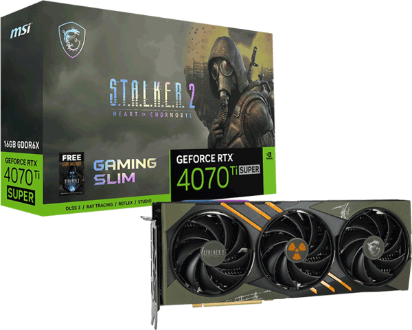 Відеокарта MSI GeForce RTX 4070 Ti SUPER (RTX 4070 Ti SUPER 16G GAMING SLIM STALKER 2 EDITION)