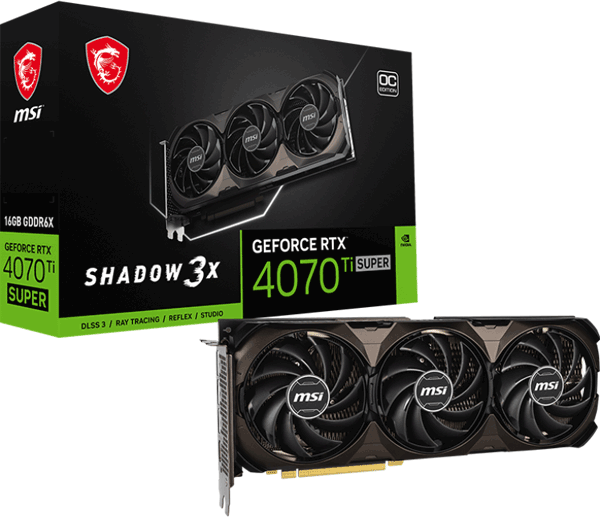 Відеокарта MSI GeForce RTX 4070 Ti SUPER (RTX 4070 Ti SUPER 16G SHADOW 3X OC)