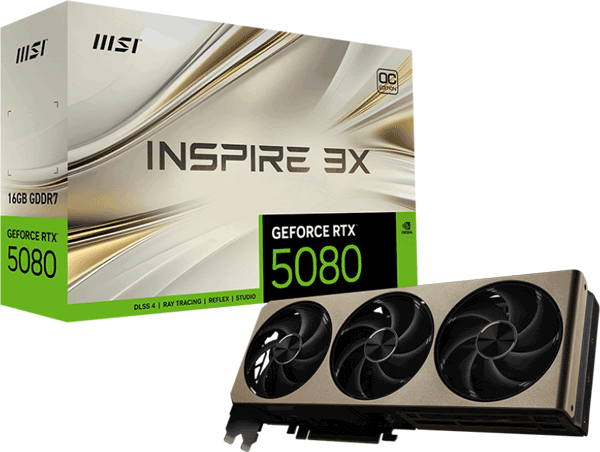 Відеокарта MSI GeForce RTX 5080 (RTX 5080 16G INSPIRE 3X OC) Відеокарта MSI GeForce RTX 5080 (RTX 5080 16G INSPIRE 3X OC)