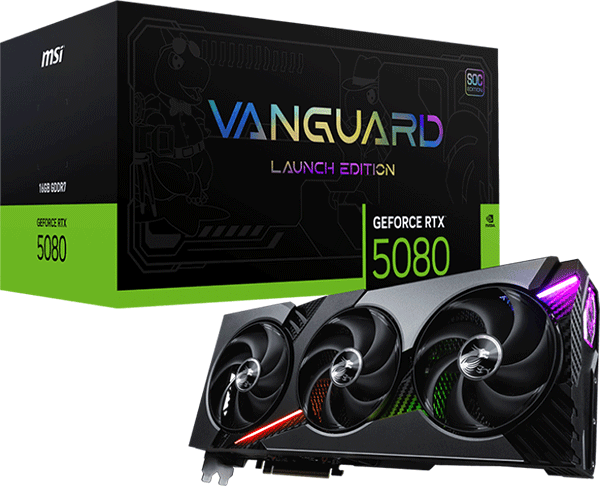 Відеокарта MSI GeForce RTX 5080 (RTX 5080 16G VANGUARD SOC LAUNCH EDITION)