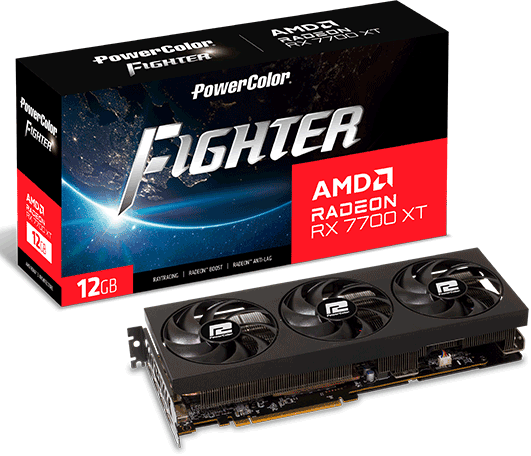 Відеокарта PowerColor Radeon RX 7700 XT 12GB Fighter (RX 7700 XT 12G-F/OC)